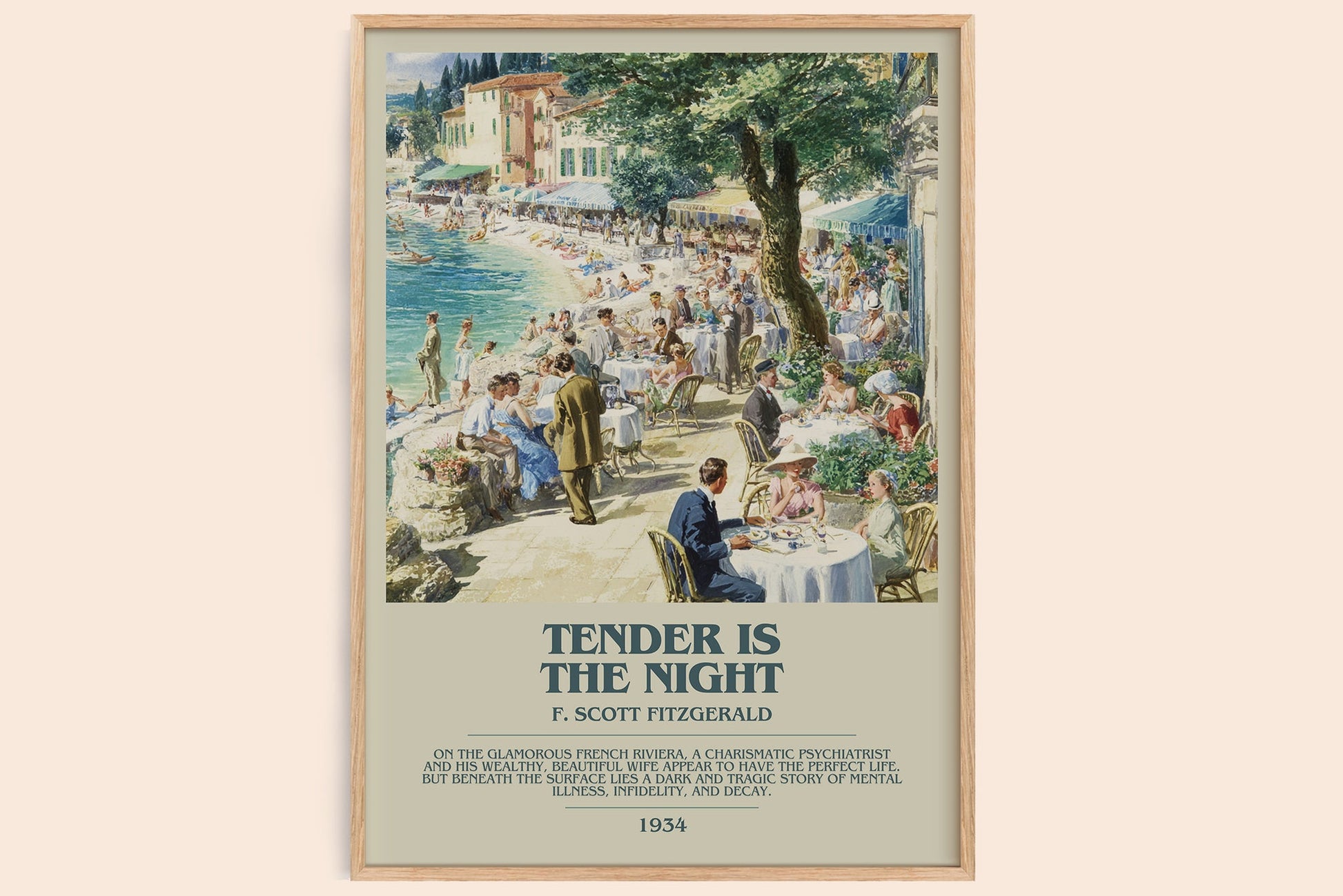Tender Is the Night bookish book poster by F. Scott Fitzgerald – framed literary art print