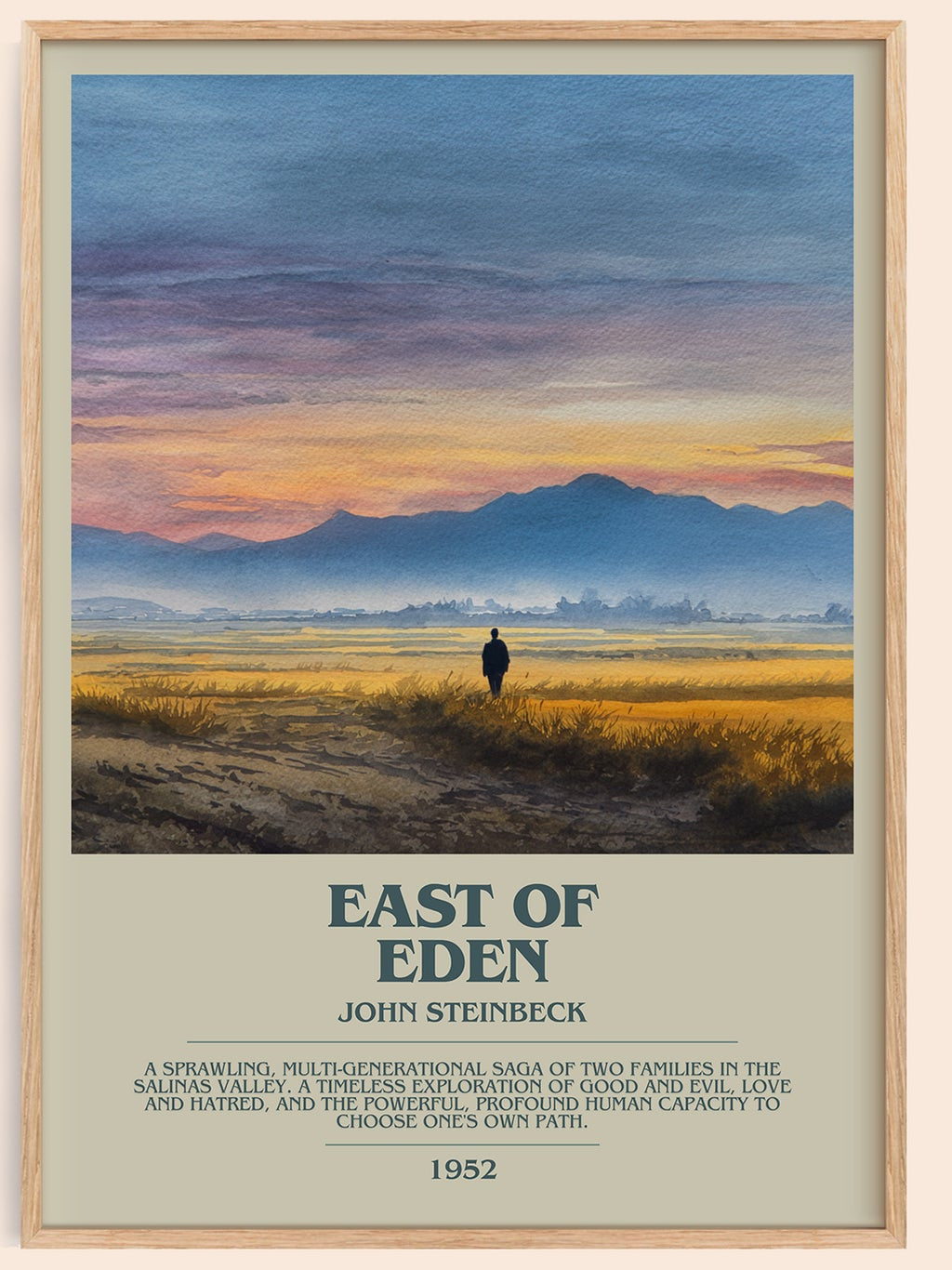 East of Eden bookish book poster by John Steinbeck – framed literary art print