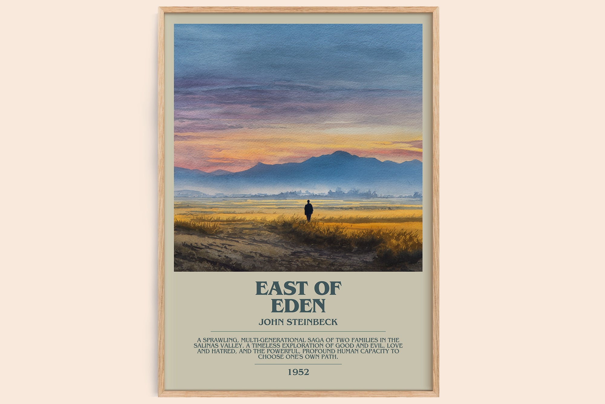 East of Eden bookish book poster by John Steinbeck – framed literary art print