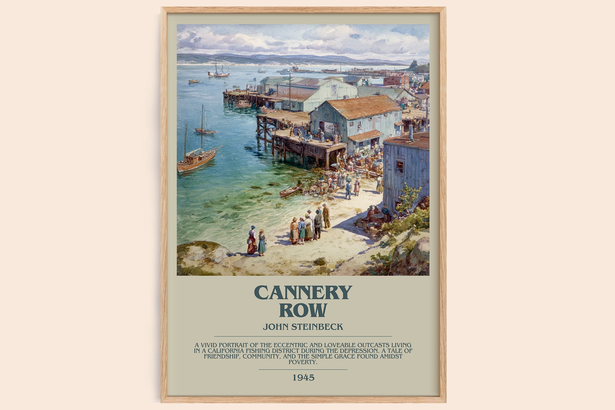 Cannery Row bookish book poster by John Steinbeck – framed literary art print