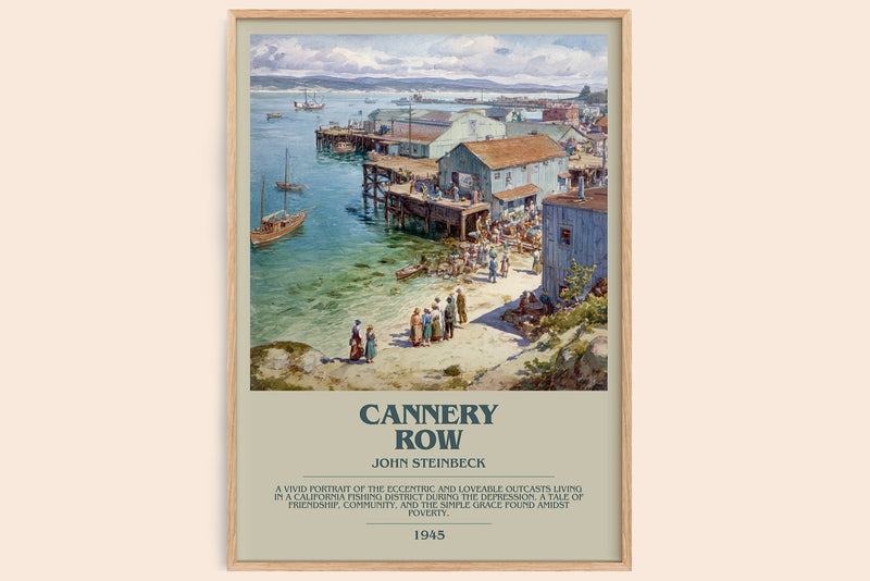 Cannery Row bookish book poster by John Steinbeck – framed literary art print