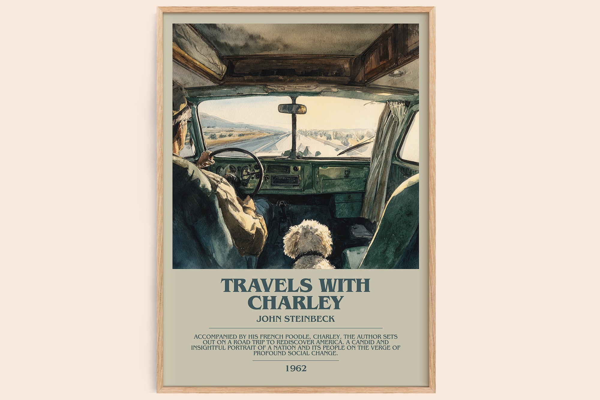Travels with Charley bookish book poster by John Steinbeck – framed literary art print