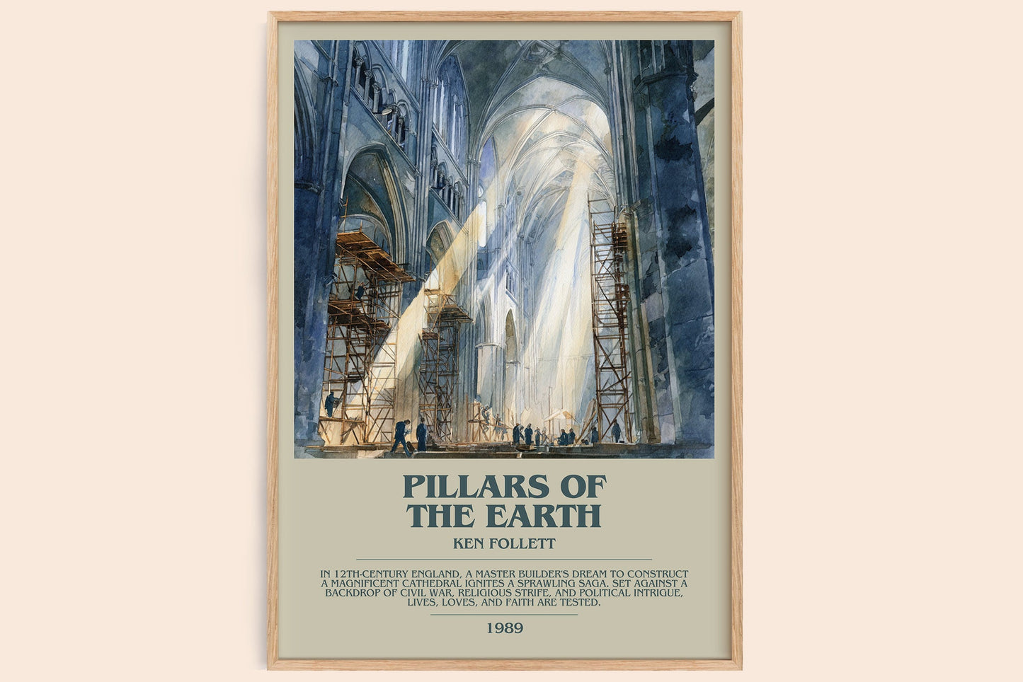 The Pillars of the Earth bookish book poster by Ken Follett – framed literary art print