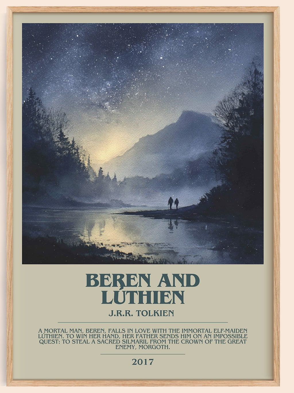 Beren and Lúthien bookish book poster by J. R. R. Tolkien – framed literary art print