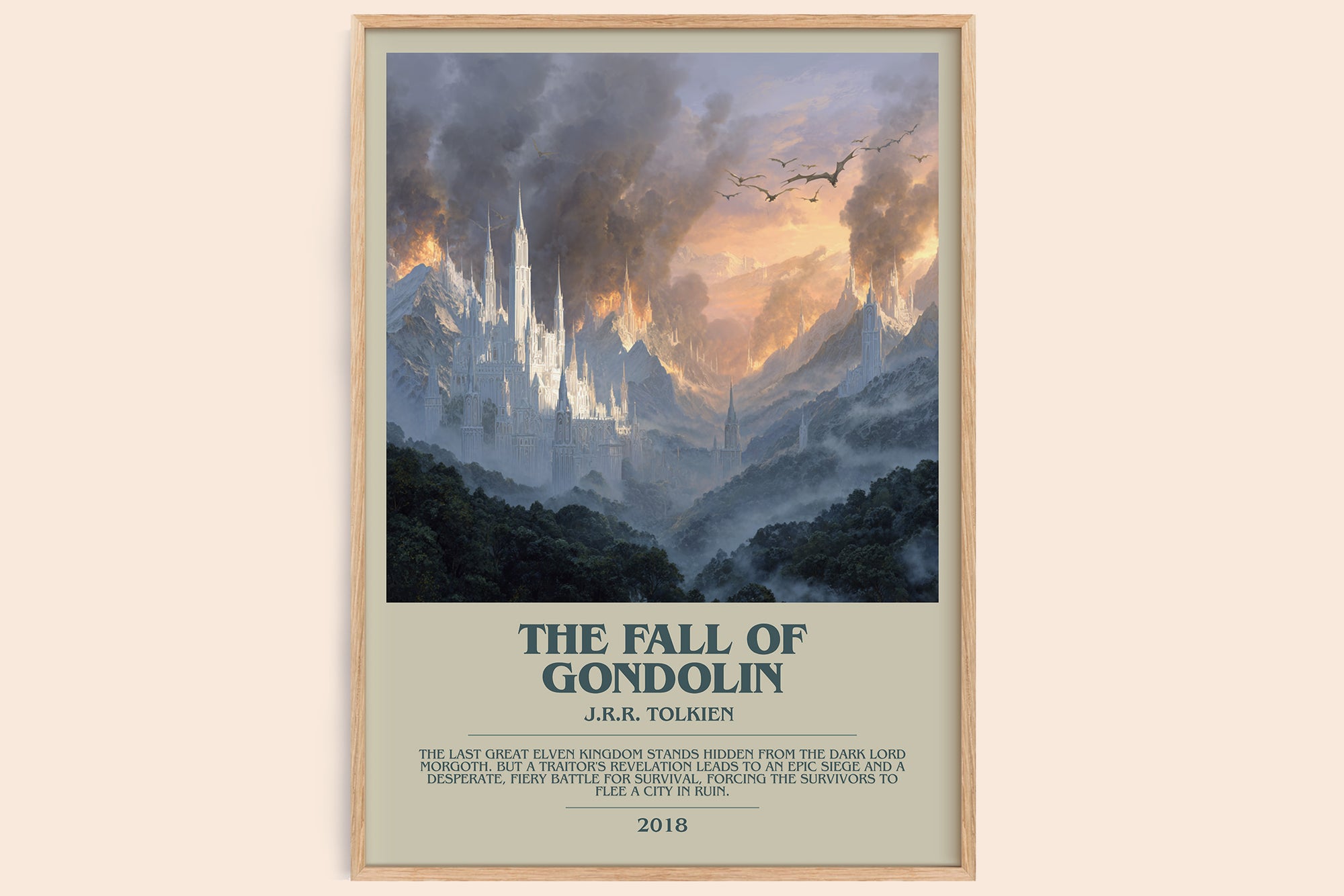 The Fall of Gondolin bookish book poster by J. R. R. Tolkien – framed literary art print