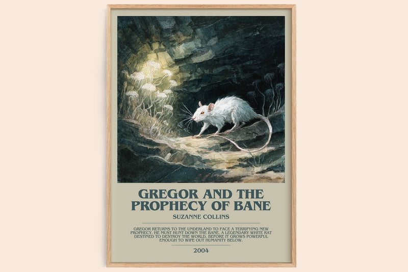 Gregor and the Prophecy of Bane bookish book poster by Suzanne Collins – framed literary art print