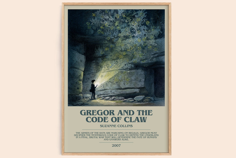 Gregor and the Code of Claw bookish book poster by Suzanne Collins – framed literary art print