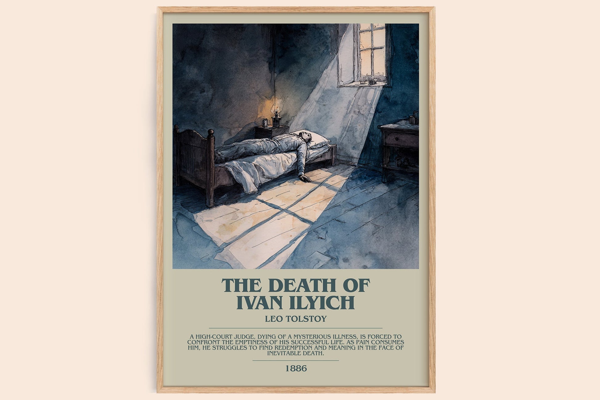 The Death Of Ivan Ilyich bookish book poster by Leo Tolstoy – framed literary art print
