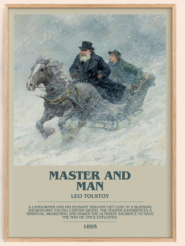 Master And Man bookish book poster by Leo Tolstoy – framed literary art print