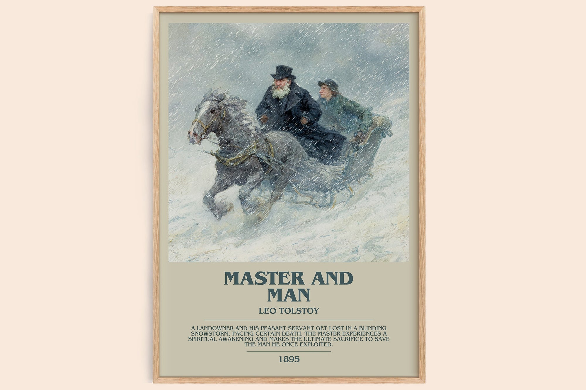 Master And Man bookish book poster by Leo Tolstoy – framed literary art print