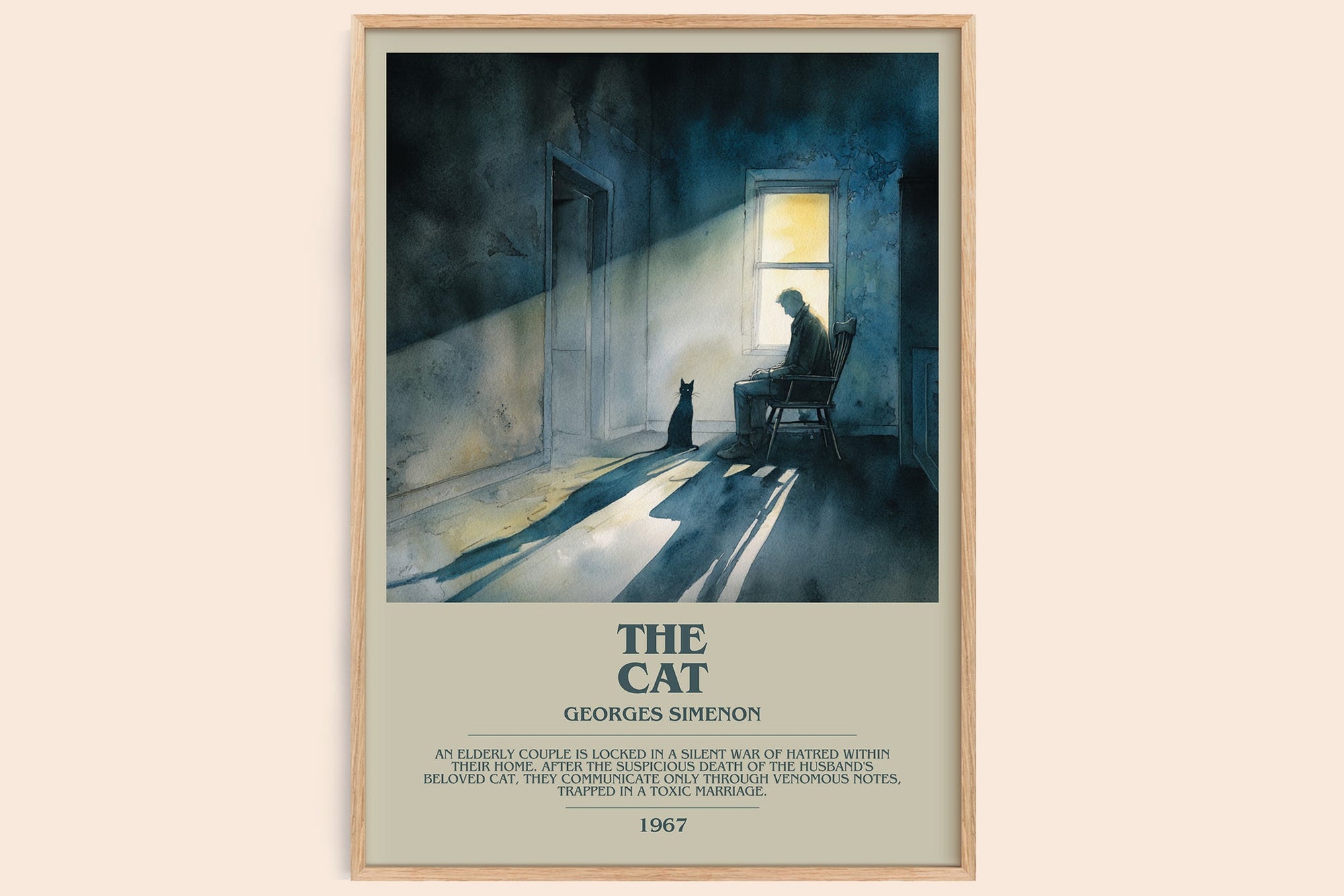 The Cat bookish book poster by Georges Simenon – framed literary art print