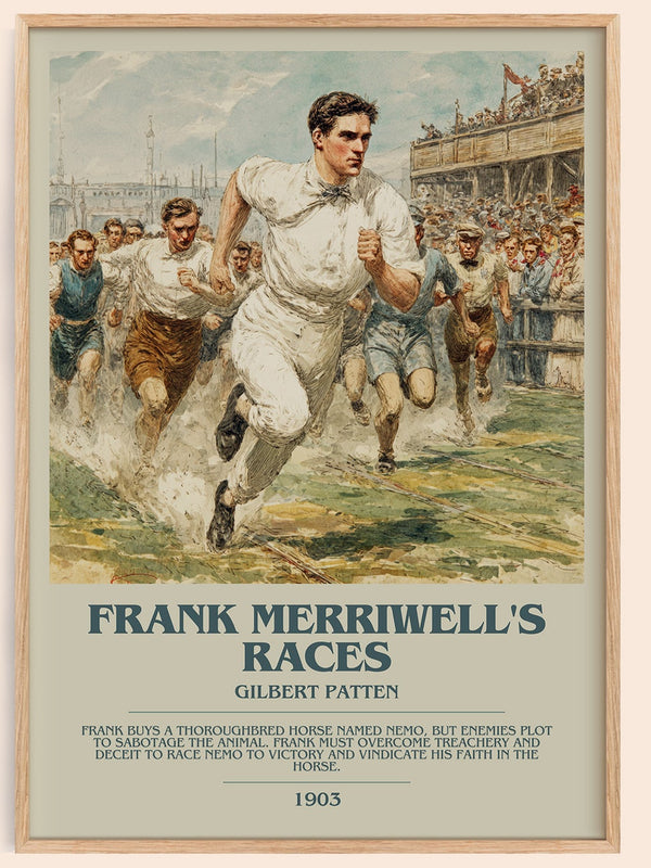 Frank Merriwell's Races bookish book poster by Gilbert Patten – framed literary art print