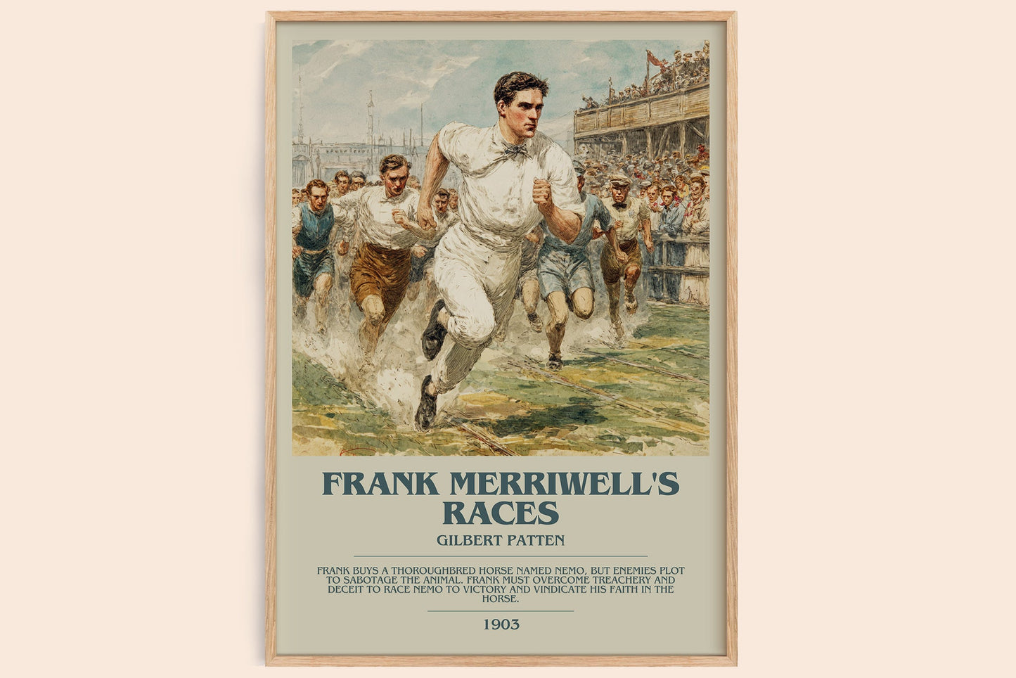 Frank Merriwell's Races bookish book poster by Gilbert Patten – framed literary art print