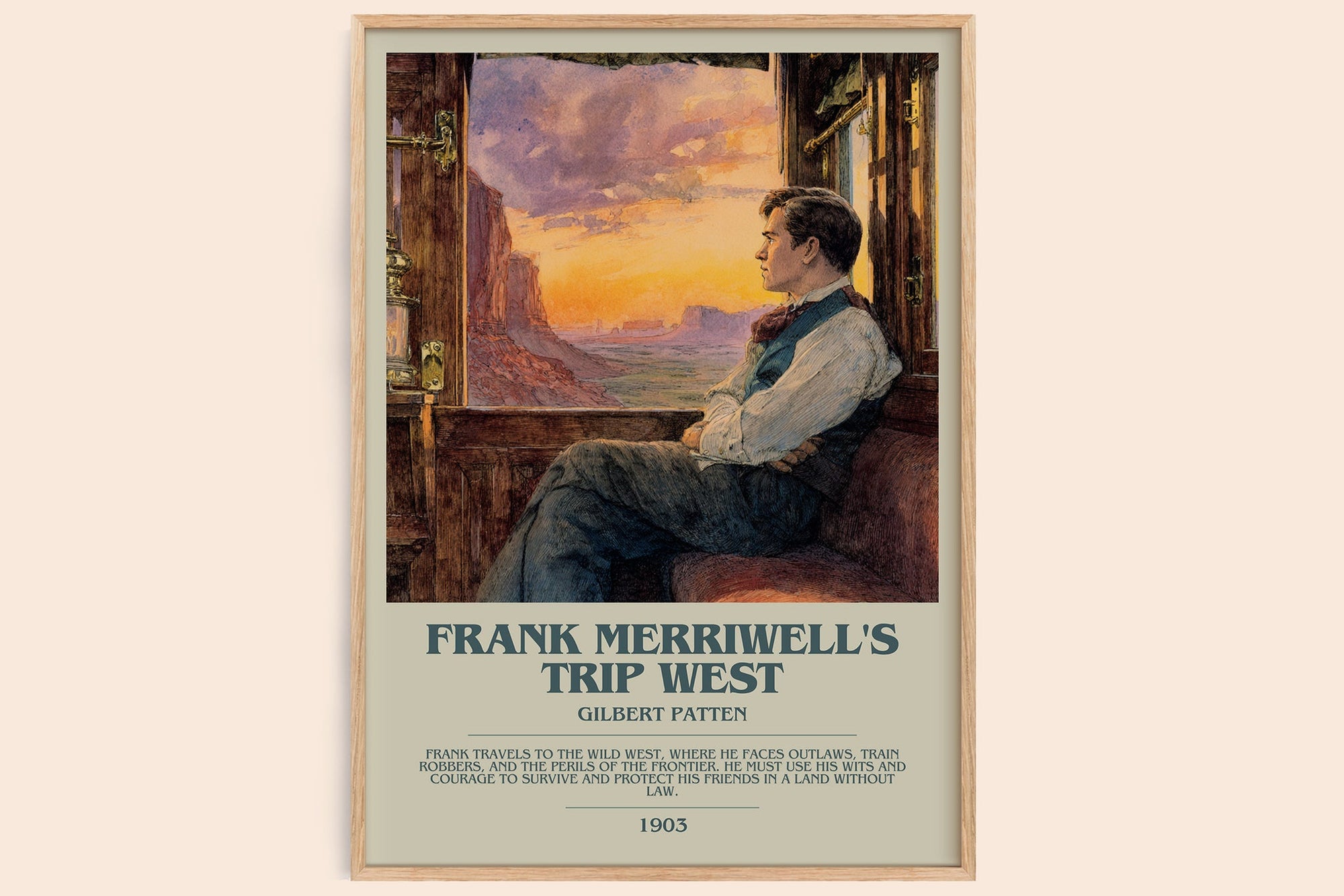 Frank Merriwell's Trip West bookish book poster by Gilbert Patten – framed literary art print