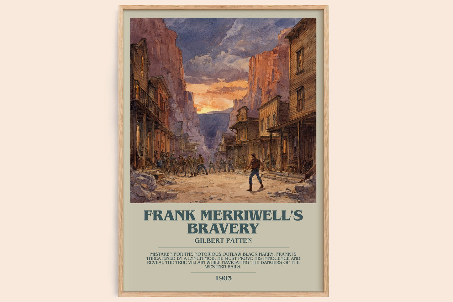 Frank Merriwell's Bravery bookish book poster by Gilbert Patten – framed literary art print