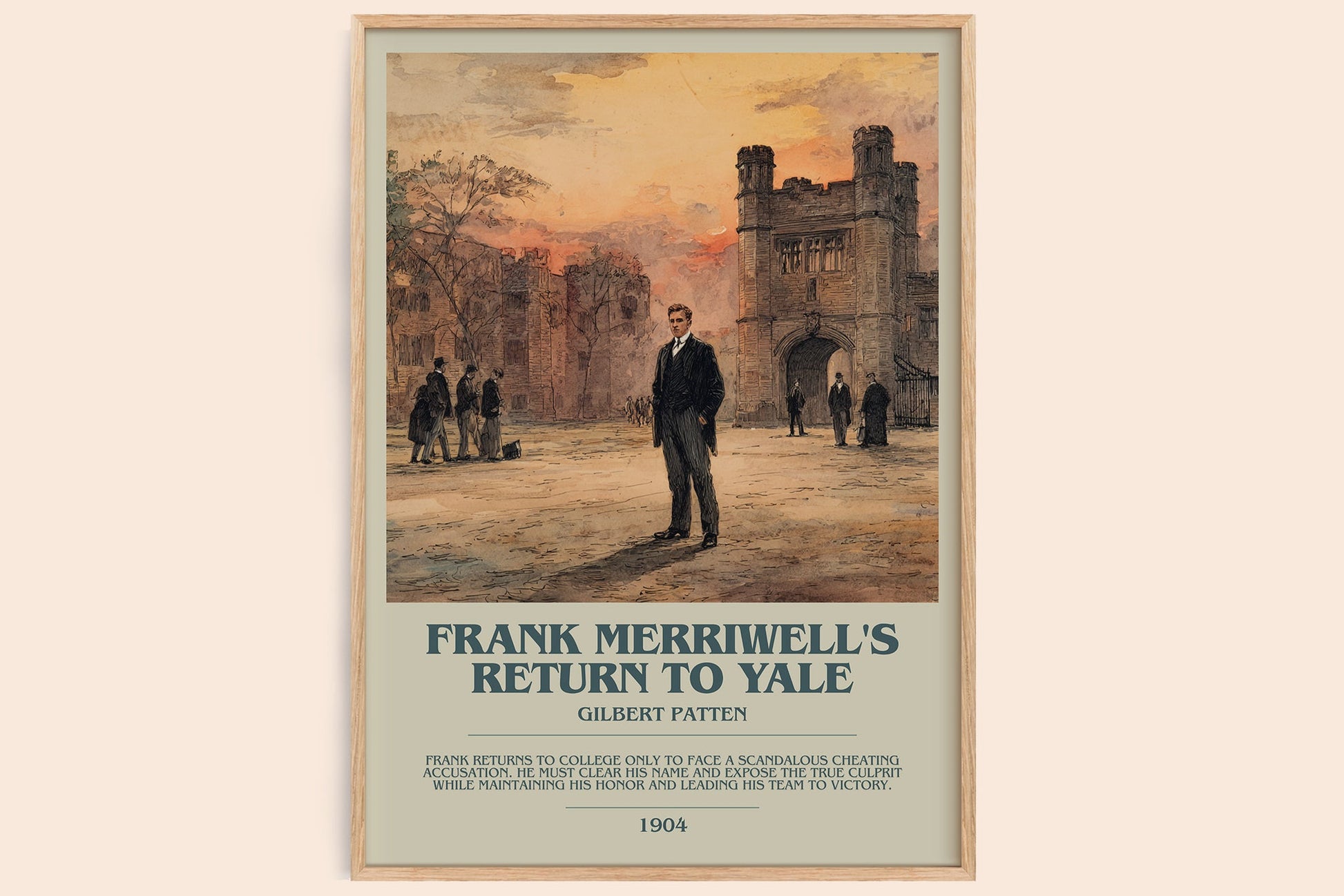 Frank Merriwell's Return To Yale bookish book poster by Gilbert Patten – framed literary art print