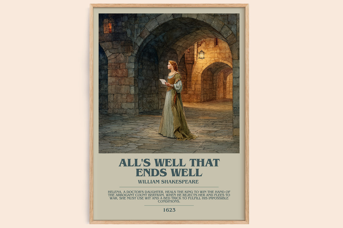 All's Well That Ends Well bookish book poster by William Shakespeare – framed literary art print