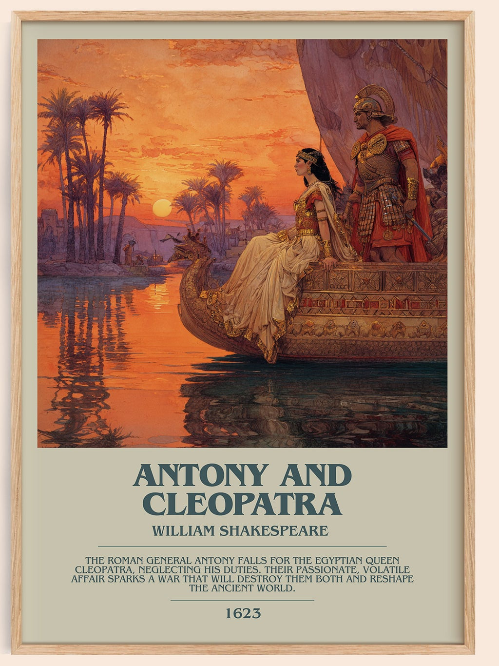 Antony and Cleopatra bookish book poster by William Shakespeare – framed literary art print
