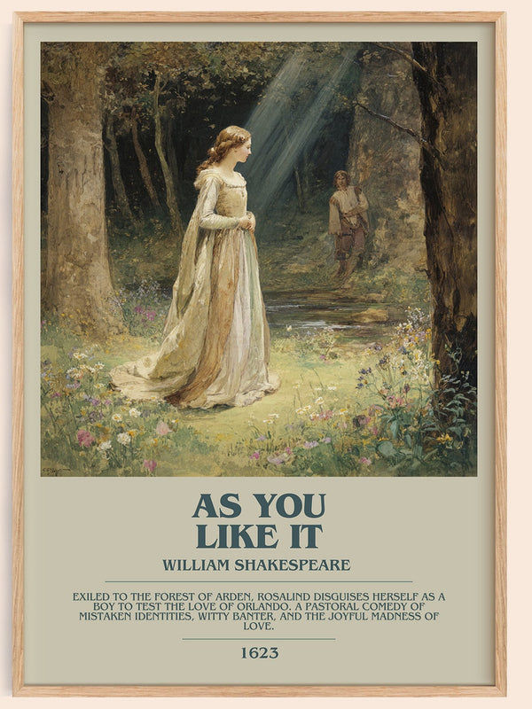 As You Like It bookish book poster by William Shakespeare – framed literary art print