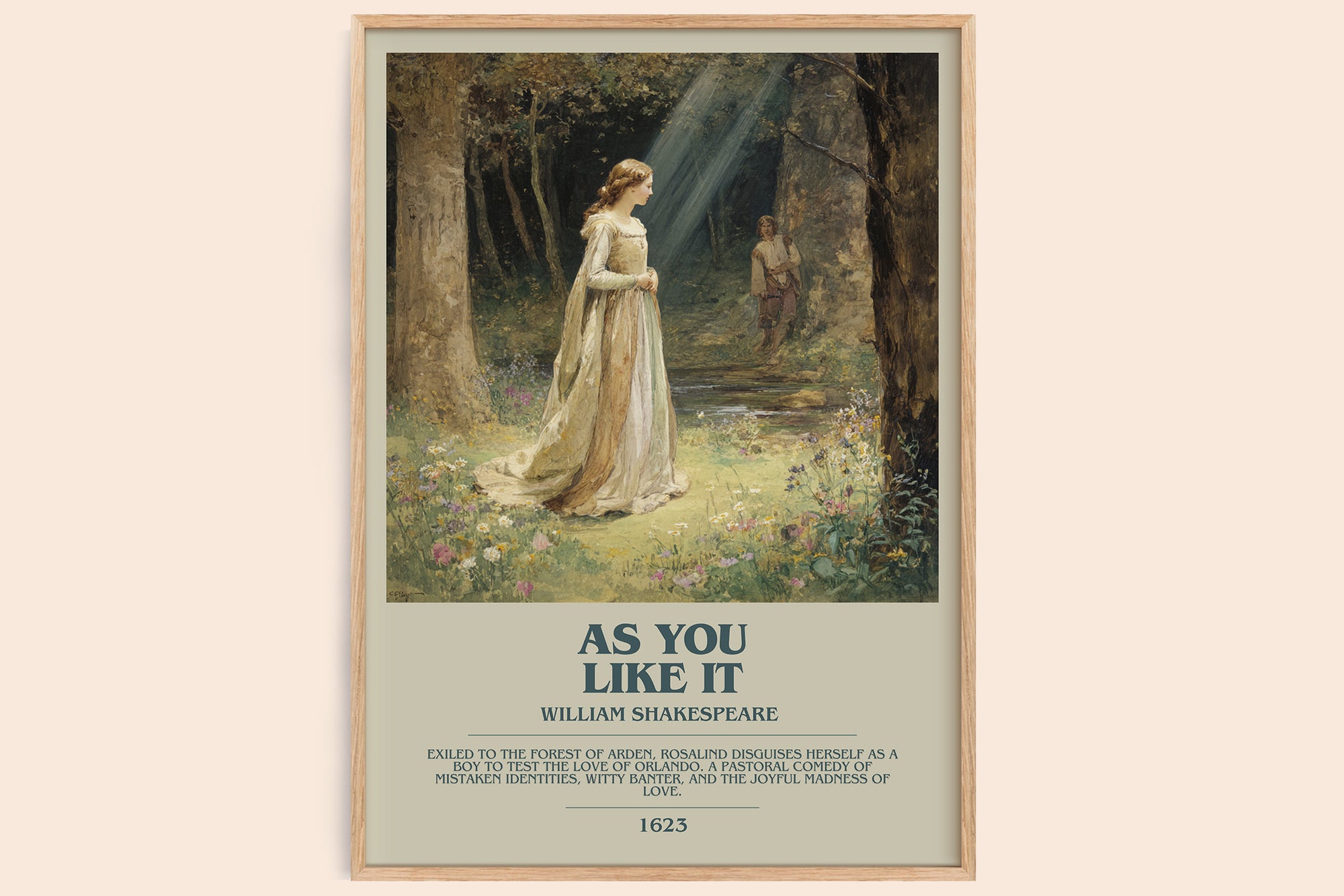 As You Like It bookish book poster by William Shakespeare – framed literary art print