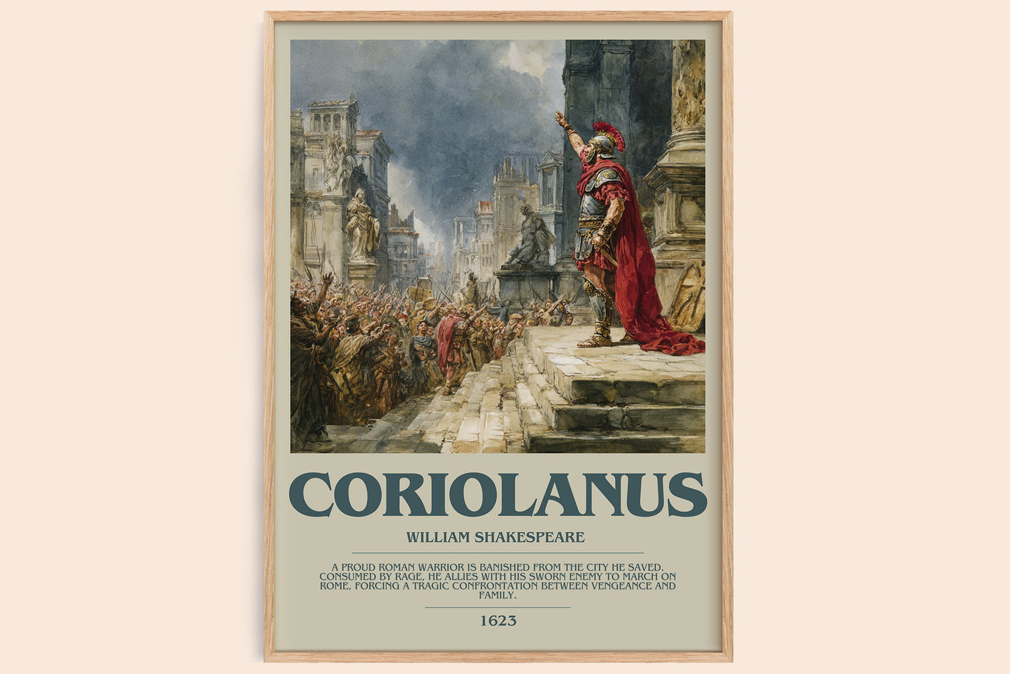 Coriolanus bookish book poster by William Shakespeare – framed literary art print