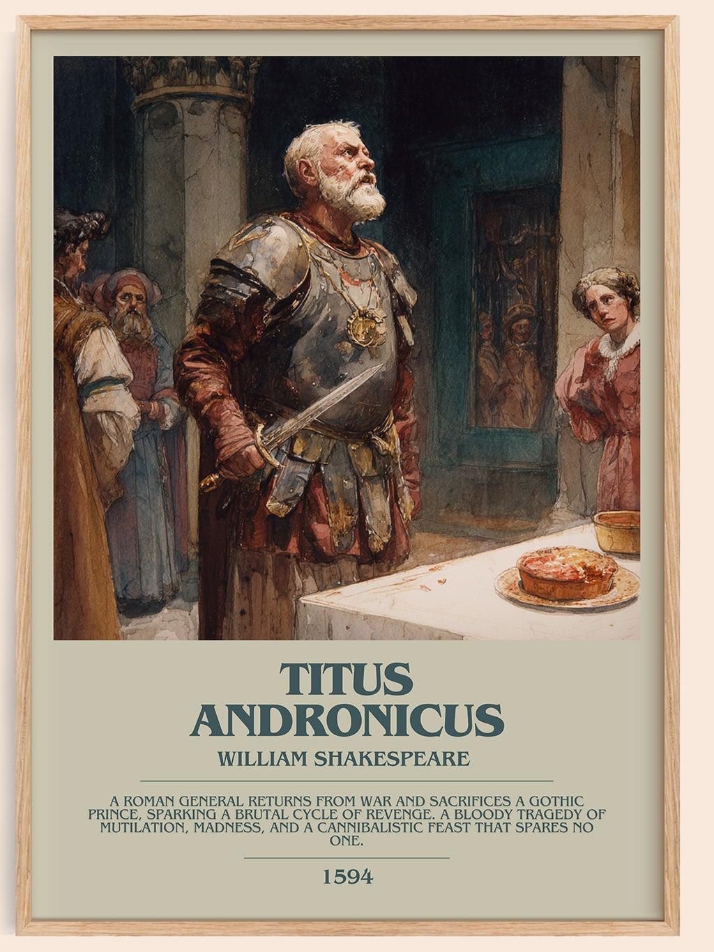 Titus Andronicus bookish book poster by William Shakespeare – framed literary art print