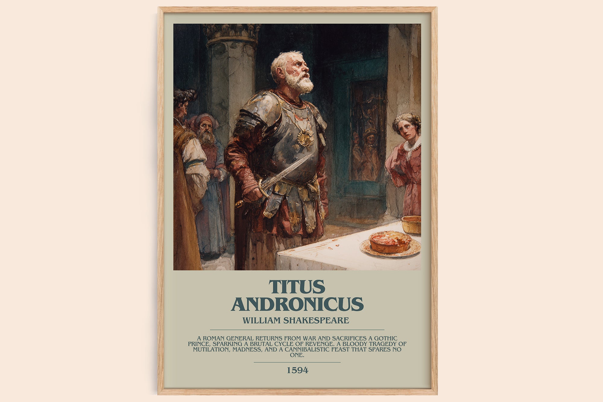 Titus Andronicus bookish book poster by William Shakespeare – framed literary art print