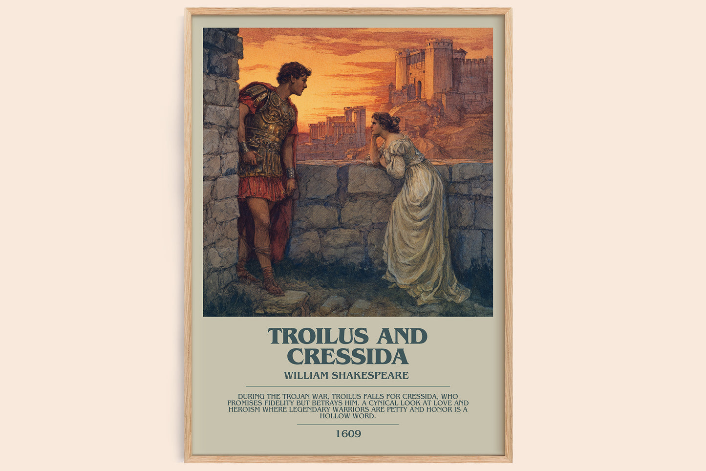 Troilus and Cressida bookish book poster by William Shakespeare – framed literary art print