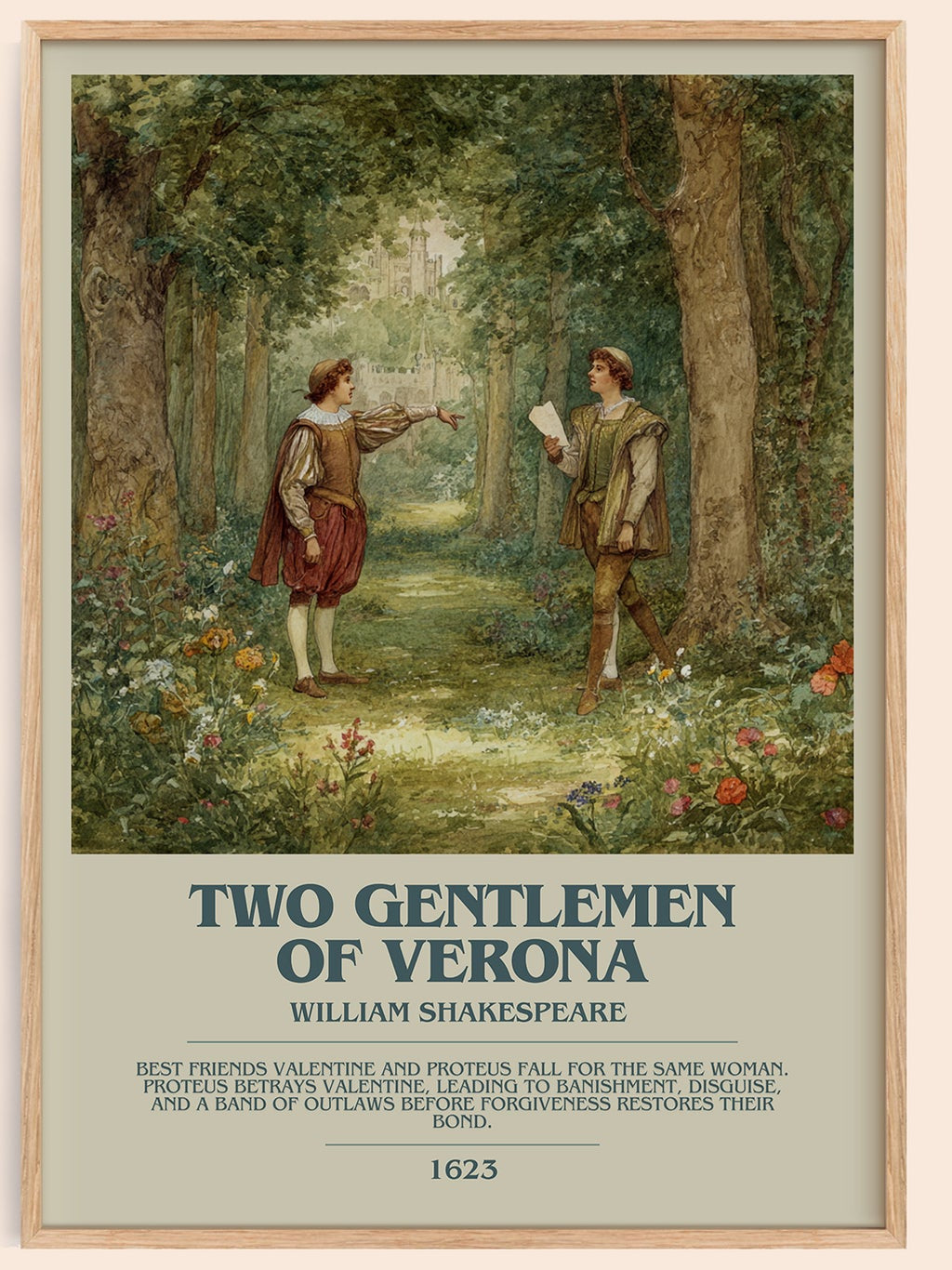 The Two Gentlemen of Verona bookish book poster by William Shakespeare – framed literary art print