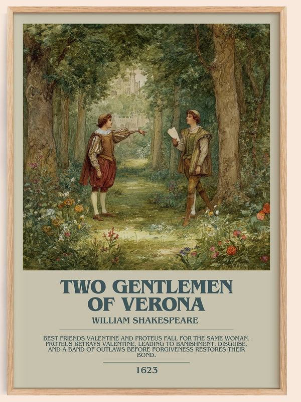 The Two Gentlemen of Verona bookish book poster by William Shakespeare – framed literary art print