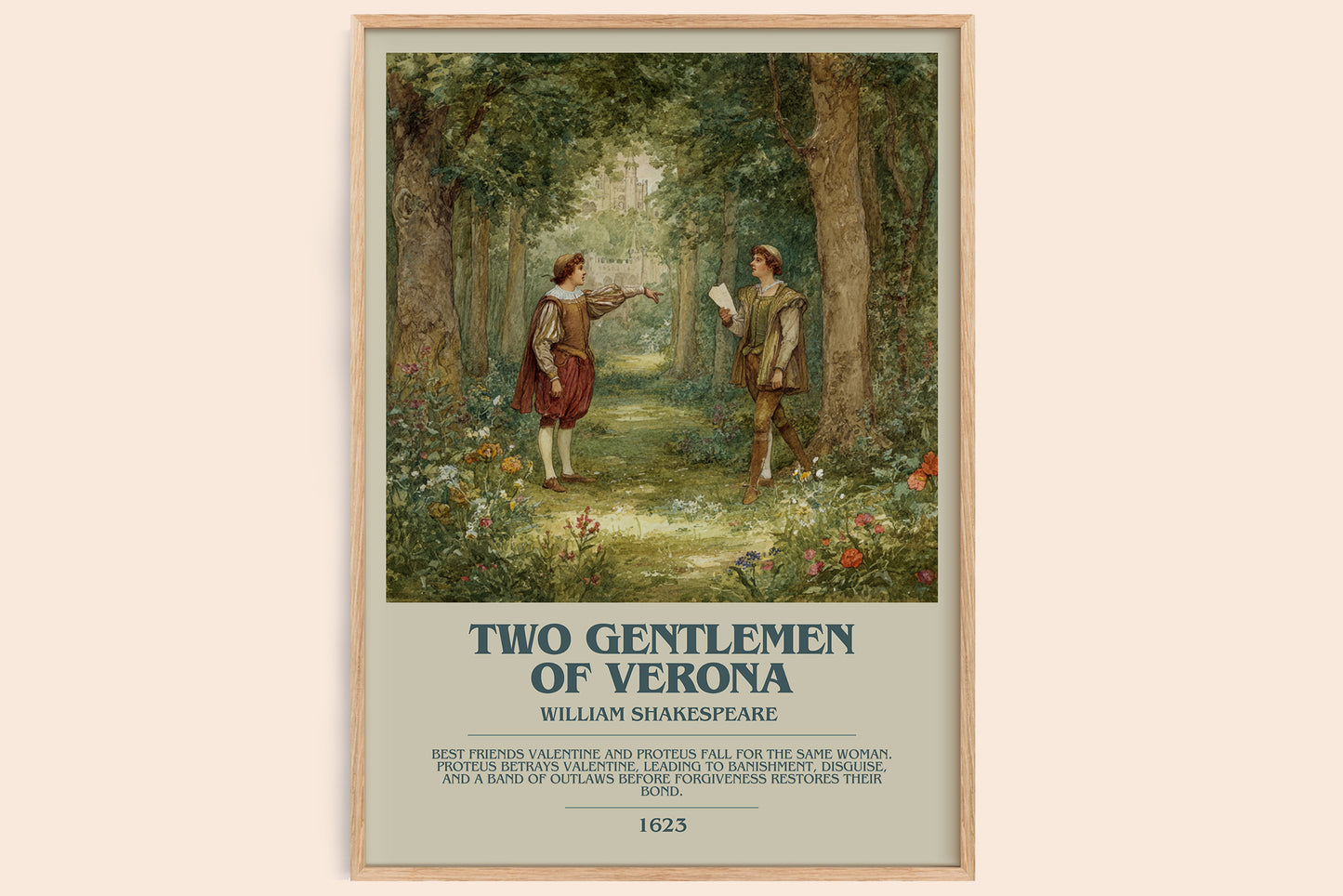 The Two Gentlemen of Verona bookish book poster by William Shakespeare – framed literary art print
