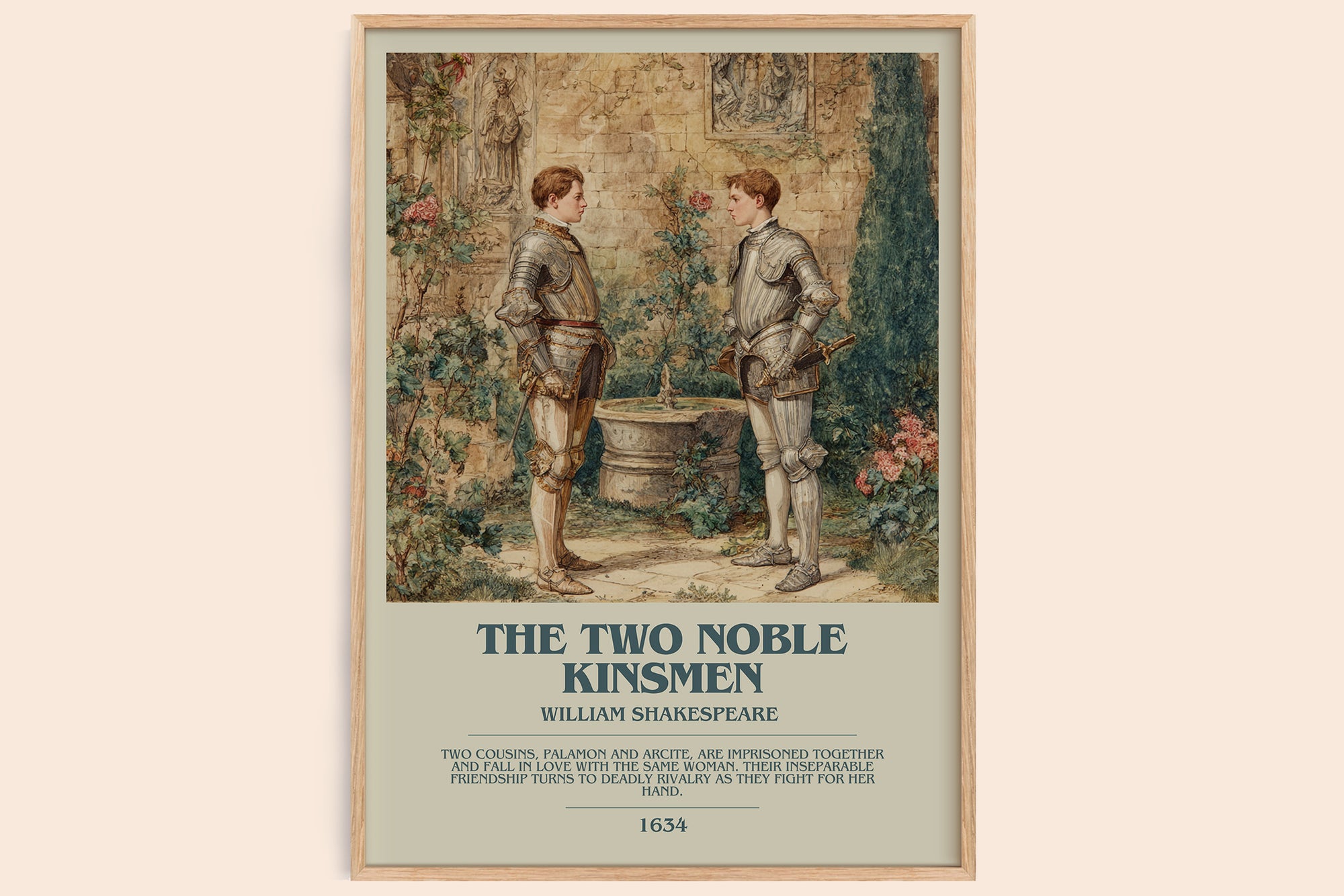 The Two Noble Kinsmen bookish book poster by William Shakespeare – framed literary art print