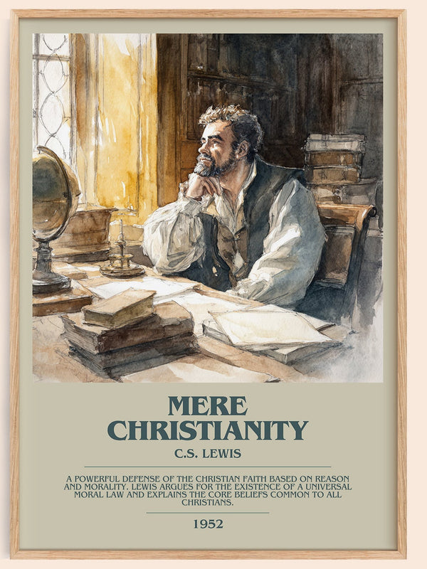 Mere Christianity bookish book poster by C.S. Lewis – framed literary art print