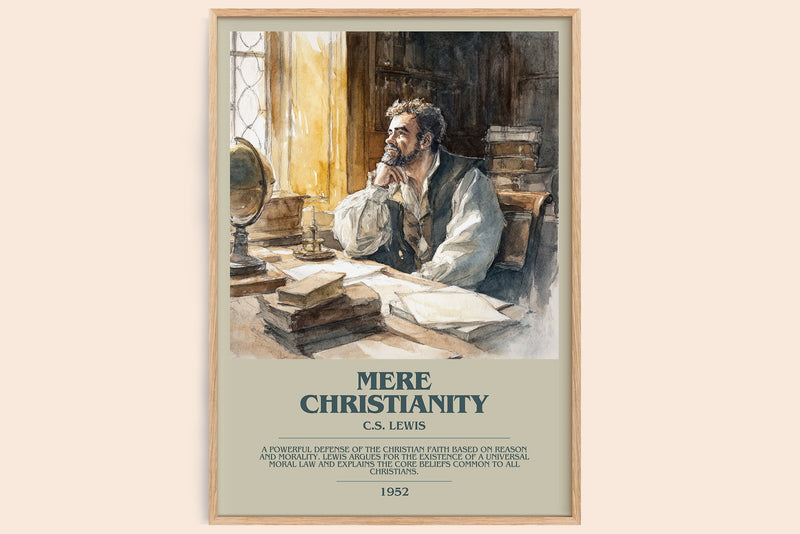 Mere Christianity bookish book poster by C.S. Lewis – framed literary art print
