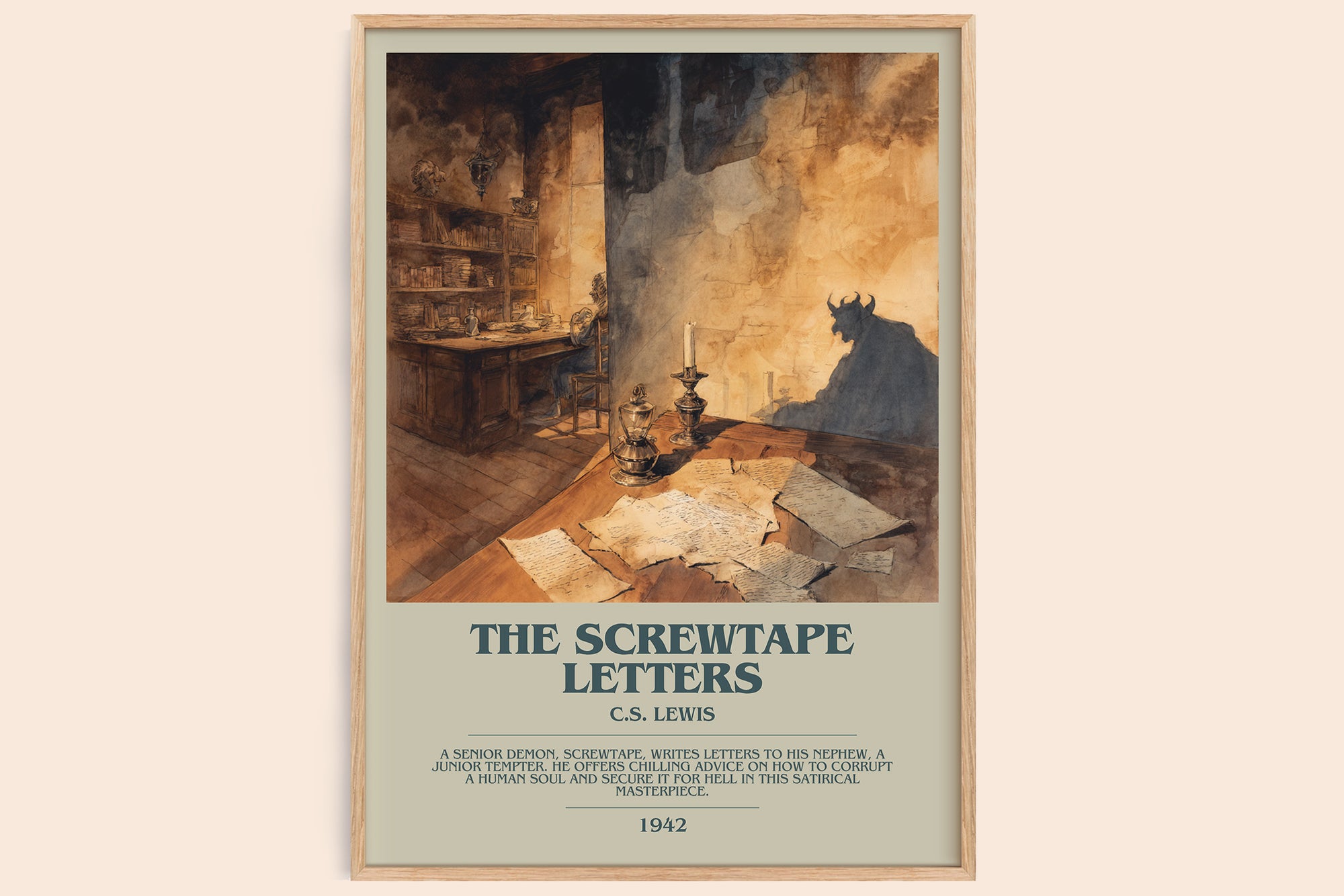 The Screwtape Letters bookish book poster by C. S. Lewis – framed literary art print