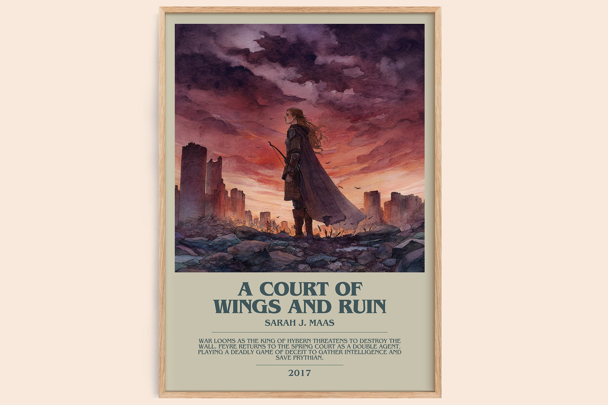 A Court of Wings and Ruin bookish book poster by Sarah J. Maas – framed literary art print