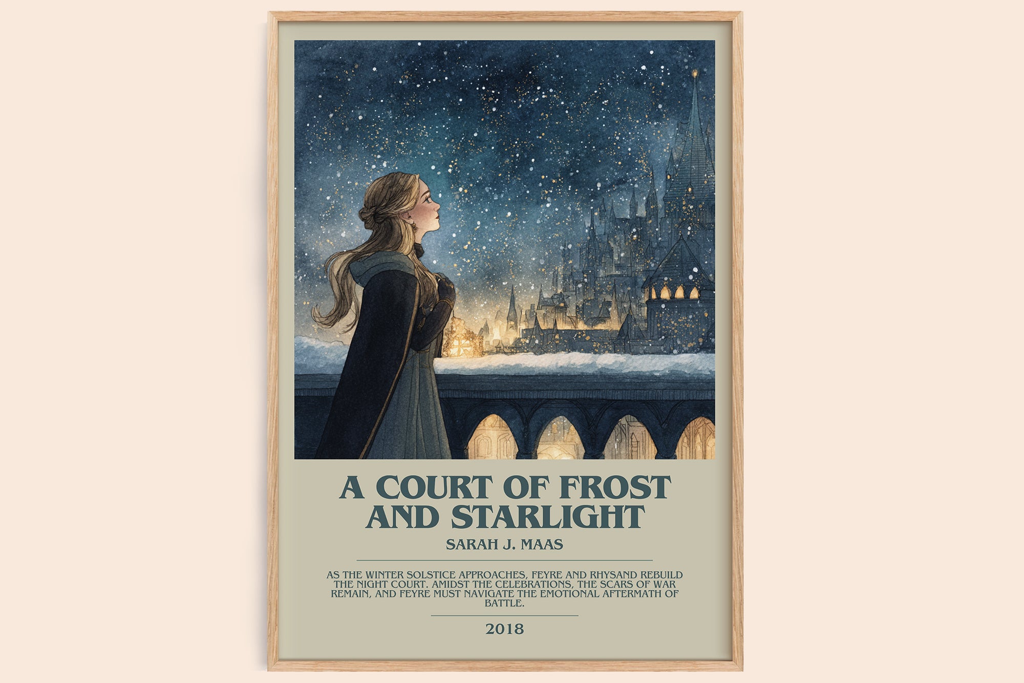 A Court of Frost and Starlight bookish book poster by Sarah J. Maas – framed literary art print