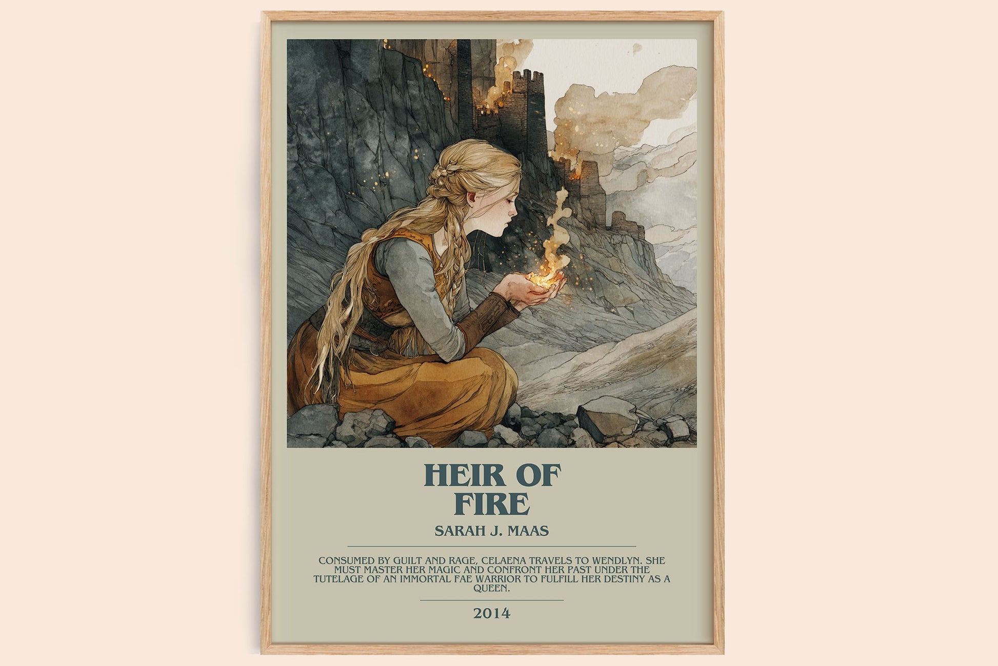 Heir of Fire bookish book poster by Sarah J. Maas – framed literary art print