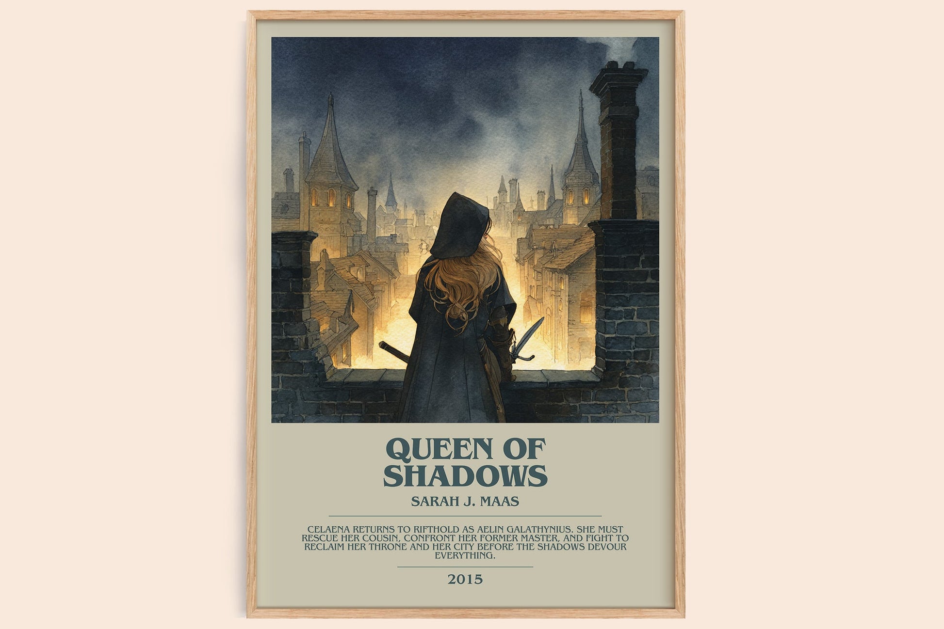 Queen of Shadows bookish book poster by Sarah J. Maas – framed literary art print
