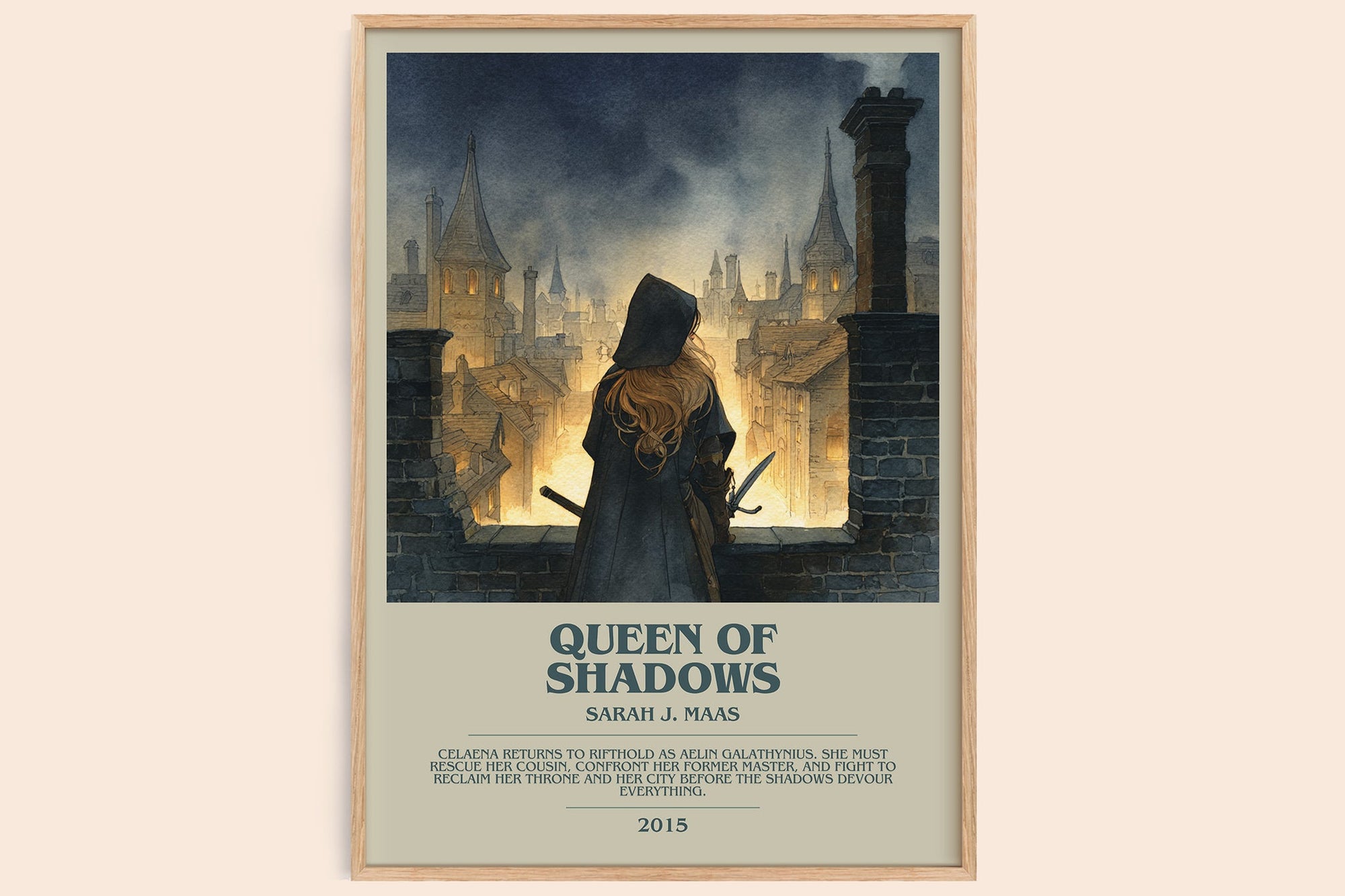 Queen of Shadows bookish book poster by Sarah J. Maas – framed literary art print