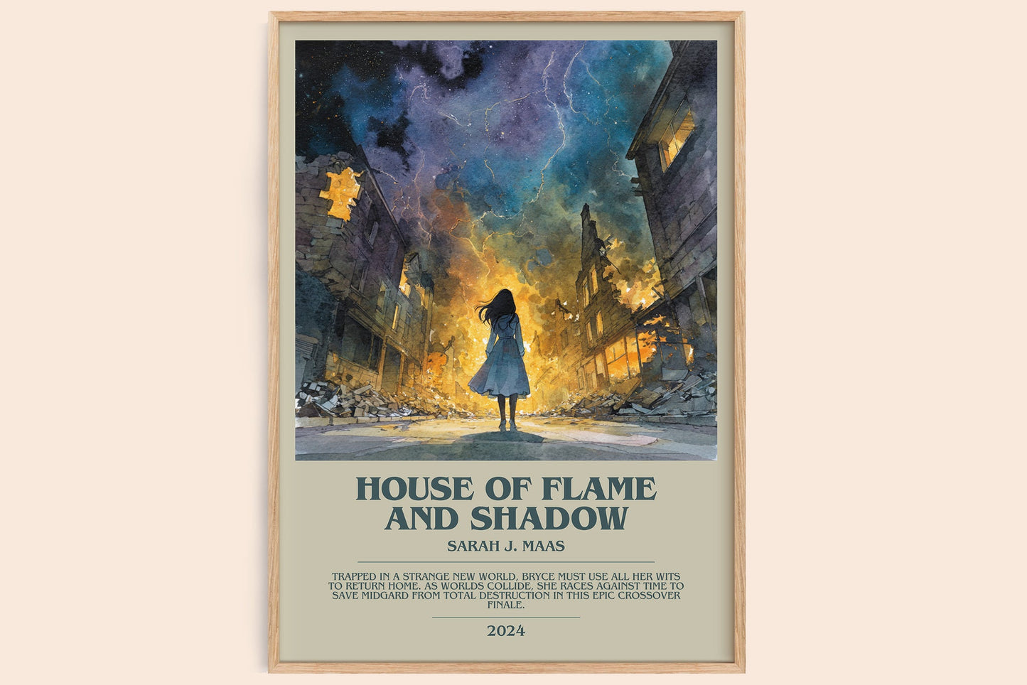 House Of Flame And Shadow bookish book poster by Sarah J. Maas – framed literary art print