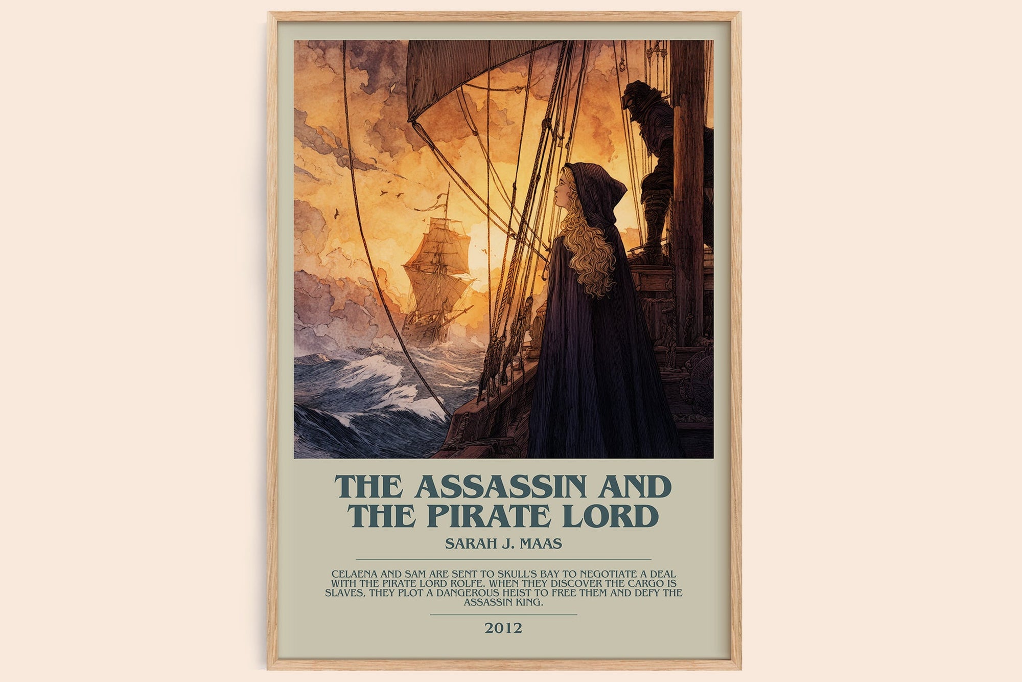The Assassin And The Pirate Lord bookish book poster by Sarah J. Maas – framed literary art print