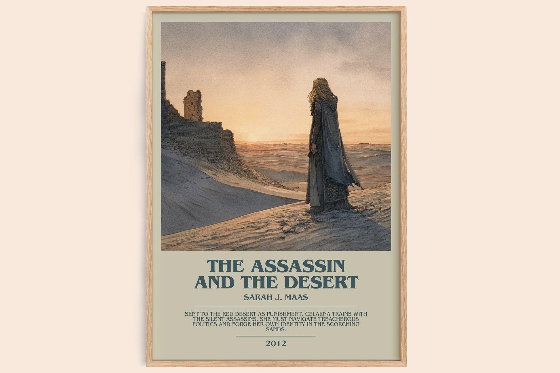 The Assassin And The Desert bookish book poster by Sarah J. Maas – framed literary art print