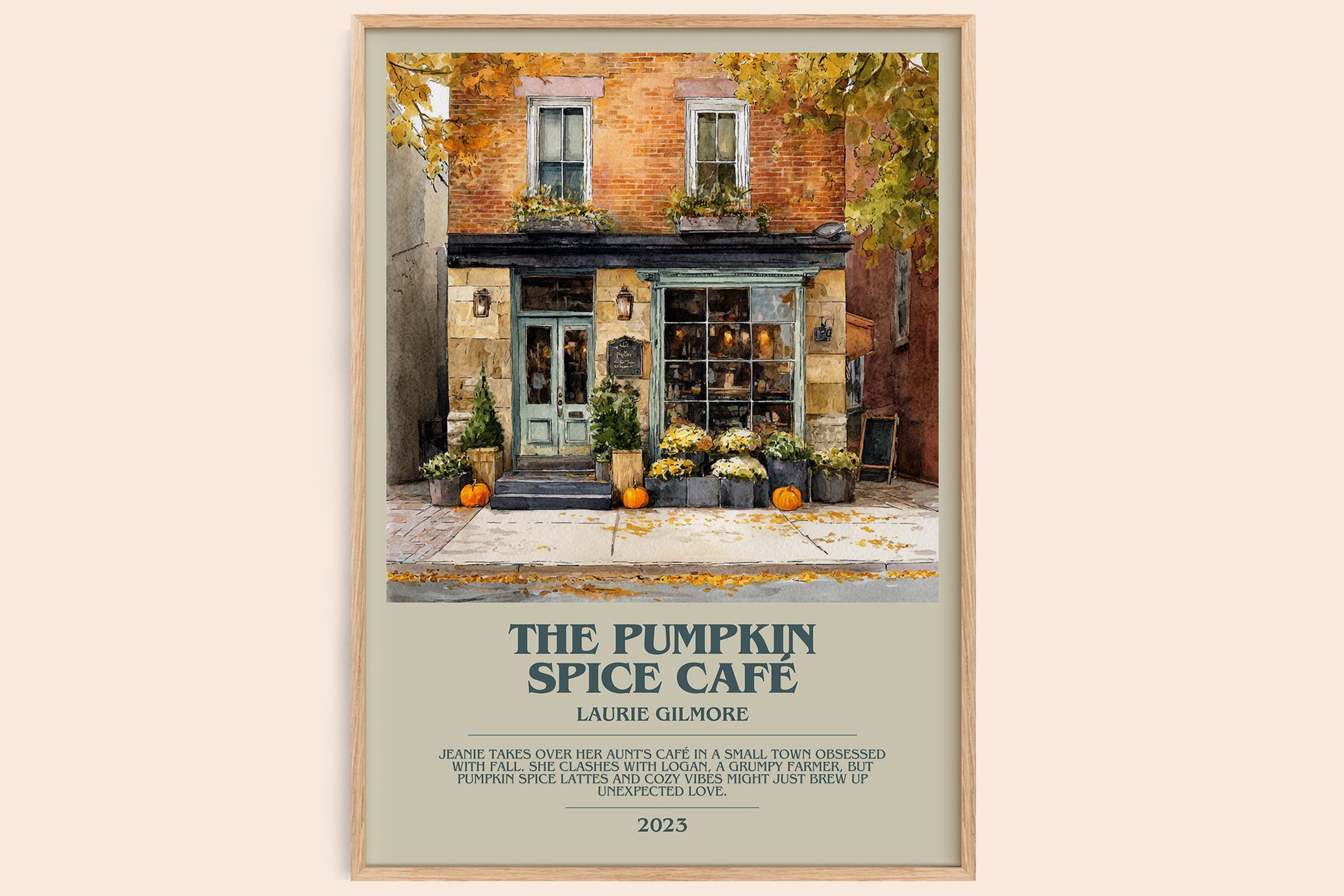 The Pumpkin Spice Café bookish book poster by Laurie Gilmore – framed literary art print