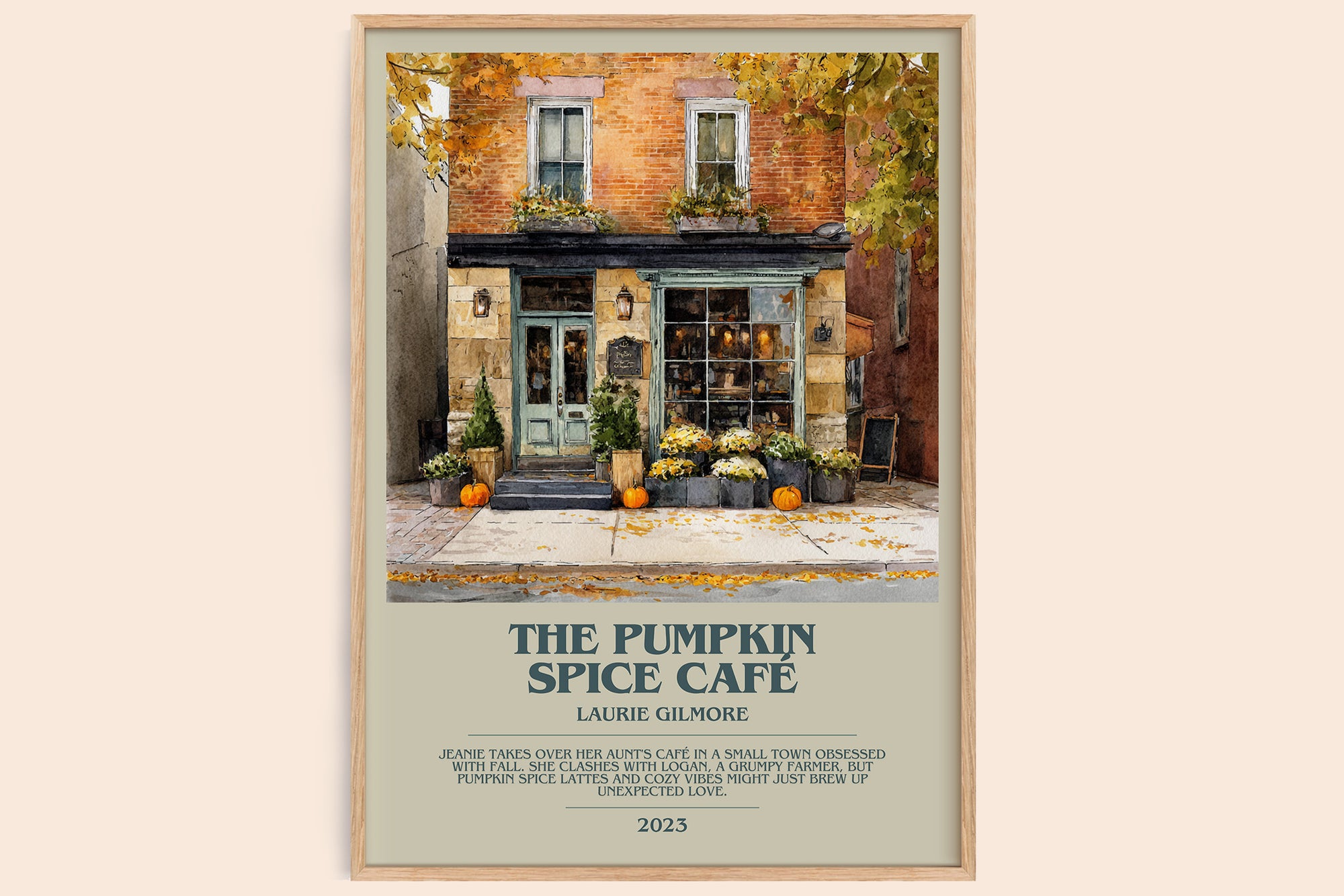 The Pumpkin Spice Café bookish book poster by Laurie Gilmore – framed literary art print