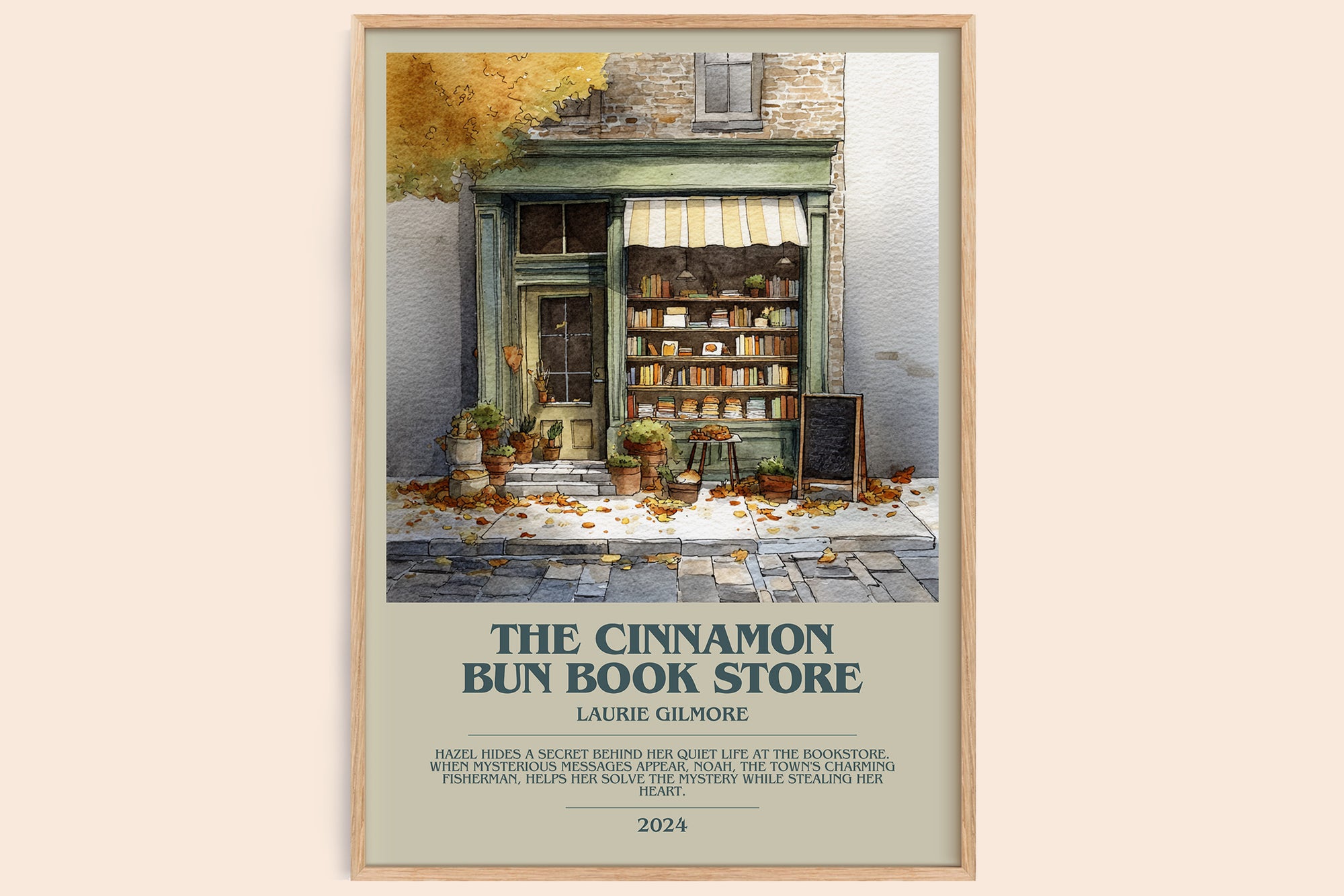 The Cinnamon Bun Book Store bookish book poster by Laurie Gilmore – framed literary art print