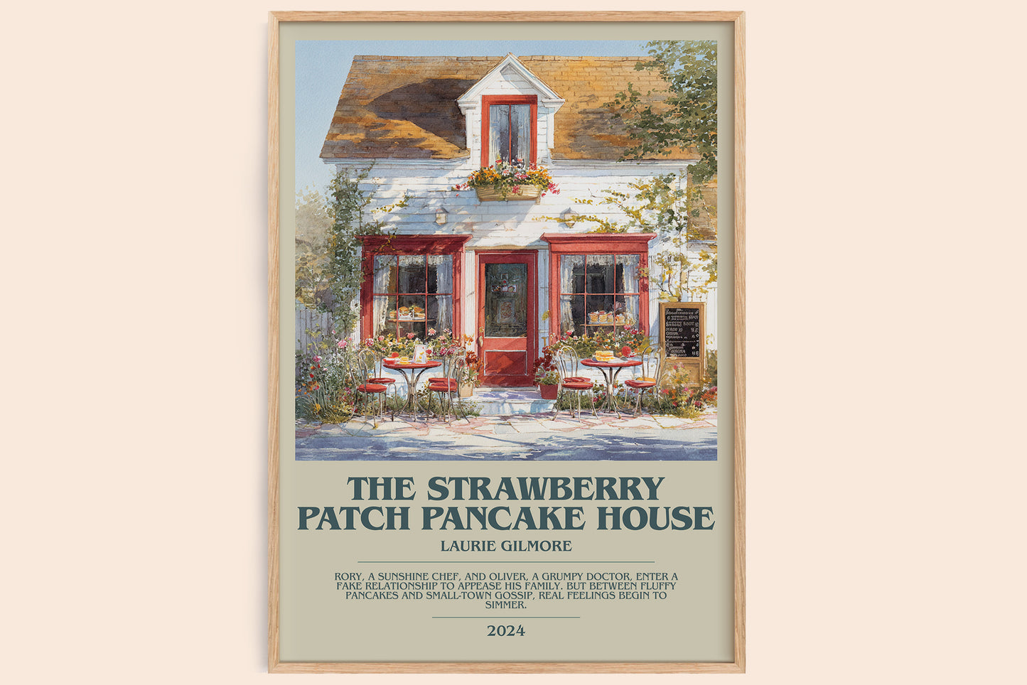 The Strawberry Patch Pancake House bookish book poster by Laurie Gilmore – framed literary art print