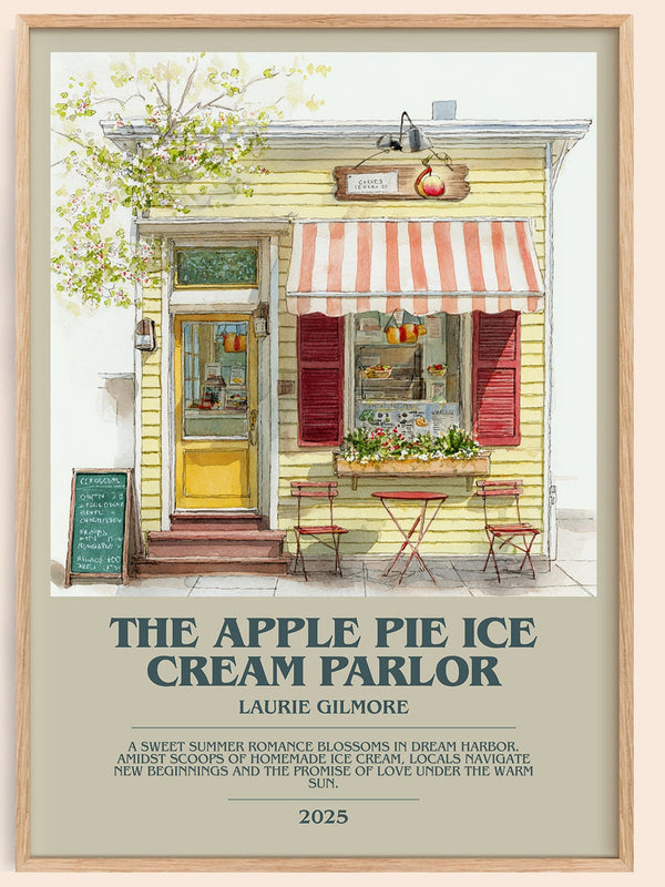 The Apple Pie Ice Cream Parlor bookish book poster by Laurie Gilmore – framed literary art print