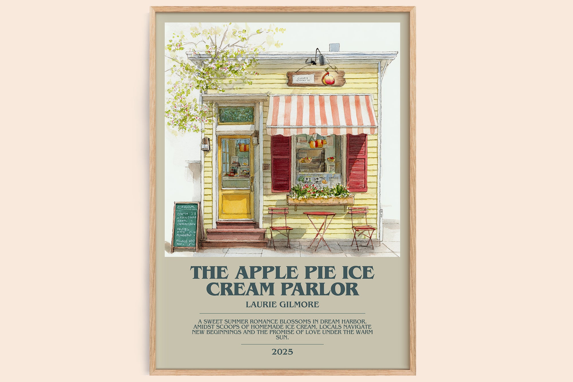 The Apple Pie Ice Cream Parlor bookish book poster by Laurie Gilmore – framed literary art print