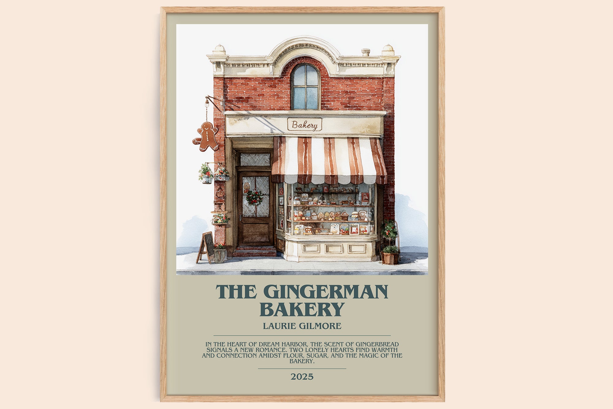 The Gingerman Bakery bookish book poster by Laurie Gilmore – framed literary art print